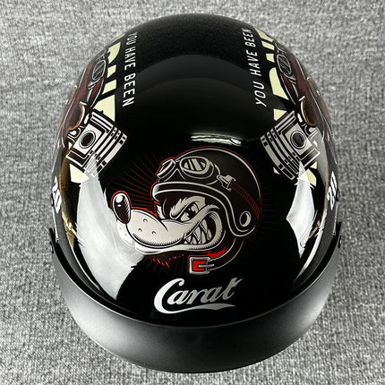 Motorcycle Helmets, Chopper Half Helmet with Drop Down Visor, Open Face Biker Helmet with Quick Release Strap – image 6