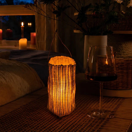 Battery Operated Lanterns, Flameless Candle Lantern with Woven Ramie Shade – image 3