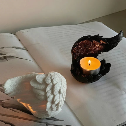 Angelic Wings Candle Holder with Poetic Winged Design | Serene Resin Decor for Warmth and Reflection