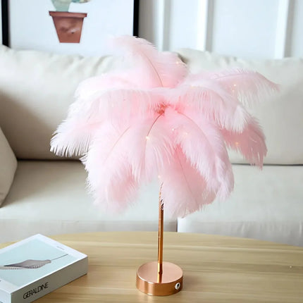 Feather Palm Tree Lamp with Remote Control | Elegant USB and Battery-Powered Lighting for Relaxing Ambiance