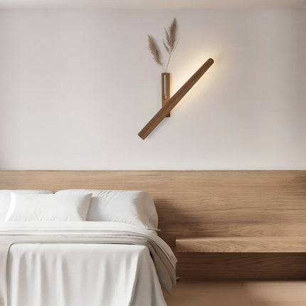 Wood Wall Light with Built-in Vase & Touch Control | Dimmable Ambient Illumination for Home Décor