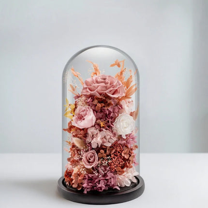 Floral Night Light with Dried Flowers Under Glass Dome | Gentle Ambient Glow for Home Décor and Relaxation