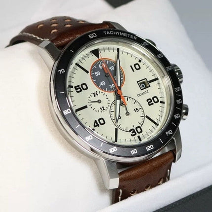 Mens Watch, Casual Quartz Watch with Synthetic Leather Strap