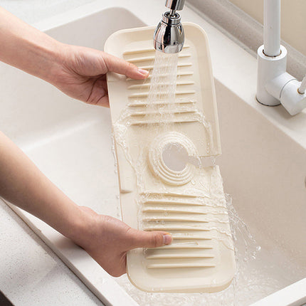 Silicone Sink Mat for Faucet, Faucet Drain Mat with Soap Shelf – image 7