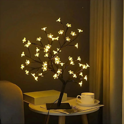 Cherry Blossom Tree Decoration with Warm White LED Lights | Elegant Centerpiece for Cozy Ambiance and Relaxation