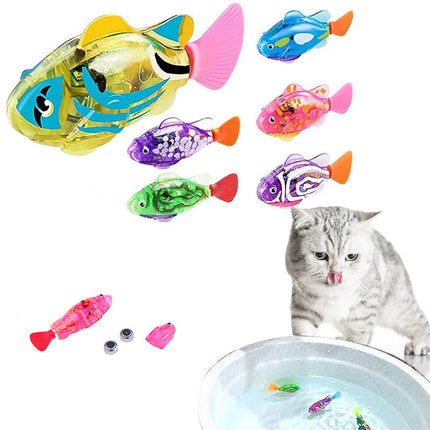 Magical Swimming Fish Cat Toy with LED Lights | Realistic Movement for Engaging Water Play