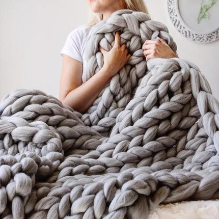 Chunky Knit Throw Blanket, Cozy Knitted Blanket – image 21