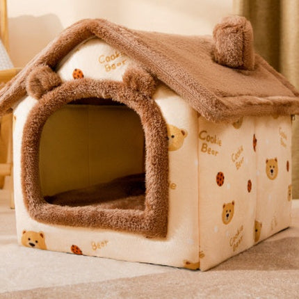 Cozy Foldable Pet House with Self-Warming Fabric | Durable & Portable Winter Bed for Dogs and Cats