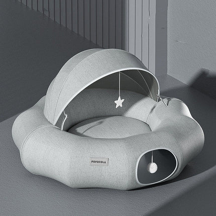 Cat Tunnel Donut Shelter with Summer Ice Nest | Foldable and Washable Play Space for Curiosity and Comfort