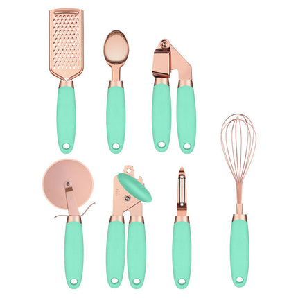 Stainless Steel Kitchen Utensils Set with Elegant Cutlery Rack | 7-Piece Cooking Tools for Stylish & Efficient Meal Prep