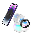 4-in-1 Magnetic Wireless Charger Stand with Colorful Lighting | Simultaneous Charging for iPhone, Apple Watch, and AirPods