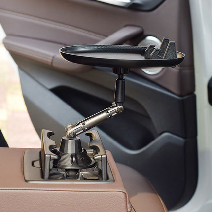 Adjustable Car Cup Holder Food Tray with Elegant Black Design | Perfect for On-the-Go Dining and Travel