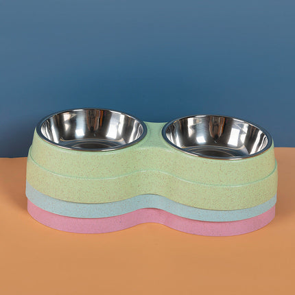 Double Pet Bowls with Stainless Steel Feeder | Dual Functionality for Convenient Feeding and Hydration