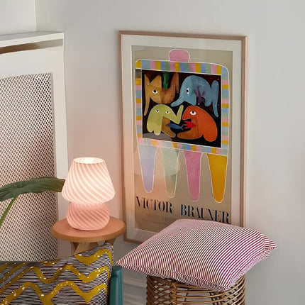 Hand-Blown Glass Lamp with Unique Patterns | Dimmable Lighting for Elegant Home Ambiance