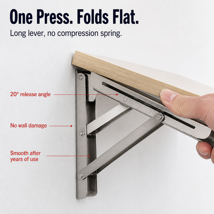 Wall Shelf Brackets, Heavy Duty Folding Shelf Bracket in 304 Stainless Steel