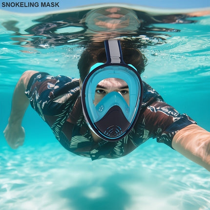 Full Face Snorkel Mask with 180 Degree View, Snorkeling Mask for Swimming