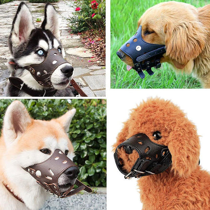 Leather Dog Muzzle with Adjustable Straps | Comfortable & Breathable for Long-Snout Breeds