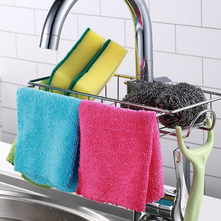 Adjustable Stainless Steel Sink Drain Rack with Clip-On Design | Space-Saving Solution for Kitchen and Bathroom Organization