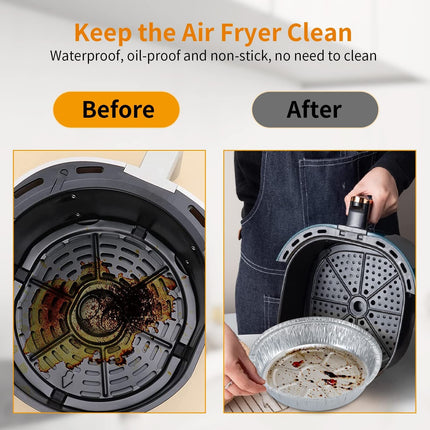 Durable Aluminum Foil Liners for Air Fryers | Non-Stick, Waterproof, and Easy Cleanup for Hassle-Free Cooking