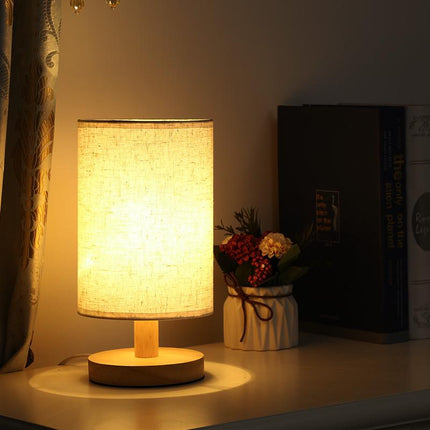 Dimmable Organic Glow Lamp with Remote Control | Natural Wood and Cloth Design for Adjustable Lighting