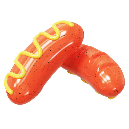 TPR Dog Bite Toy in Hot Dog Sausage Shape with Squeaky Sound | Interactive Playtime for Dental Health and Chewing Instincts