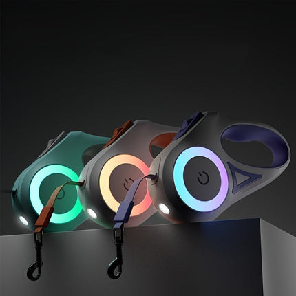 Retractable Dog Leash with LED Light System | One-Hand Control for Safe Night Walks and Tangle-Free Adventures