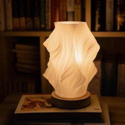 Dimmable Wavecrest Lamp with USB Power | Contemporary Wooden Base for Customizable Lighting