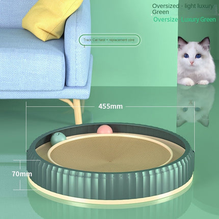 Round Cat Scratching Board with Removable Scratch Pad | Durable Furniture Protector for Cats with Interactive Play Balls