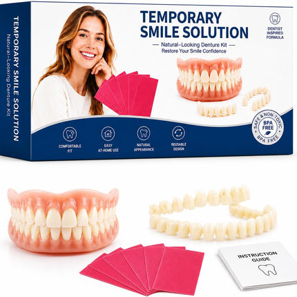 Vepine | Natural-Looking Temporary Denture Teeth with Custom Fit | Easy At-Home Solution for Confident Smiles