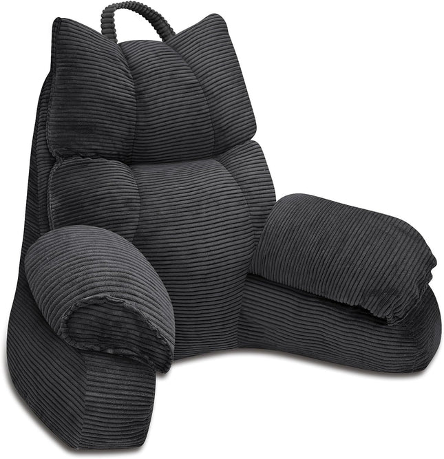 Cozy Reading Pillow with High Arm Rests & Supportive Memory Foam | Perfect Back Support for Relaxing, Reading & Gaming in Bed