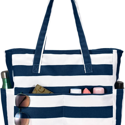 Vepine Large Waterproof Beach Tote Bag with Zipper | Sandproof Design for Travel & Vacation Essentials