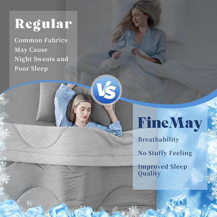 Cooling Comforter | Double-Sided Cooling Blanket for Hot Sleepers | Breathable Ice Fabric for Ultimate Comfort