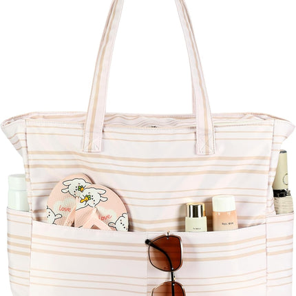 Vepine Waterproof Beach Tote Bag with Wet Compartment | Extra Large Carry-On for Weekend Travel