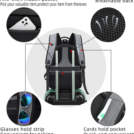Travel Backpack with USB Port, Water Resistant Laptop Backpack for 17 Inch Laptop, Anti Theft Work Backpack