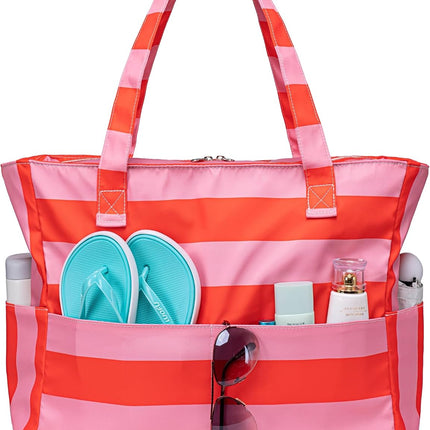 Vepine Waterproof Beach Tote Bag with Wet Compartment | Extra Large Carry-On for Weekend Travel