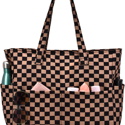 Vepine Large Waterproof Beach Tote Bag with Zipper | Sandproof Design for Travel & Vacation Essentials