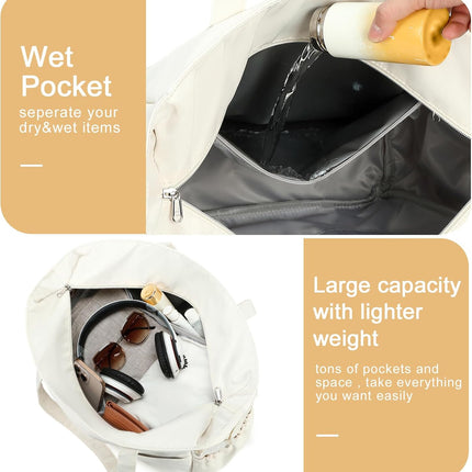 Coastal Escape | Extra Large Waterproof Beach Tote Bag with Wet Compartment | Stylish Carry-On for Weekend Getaways