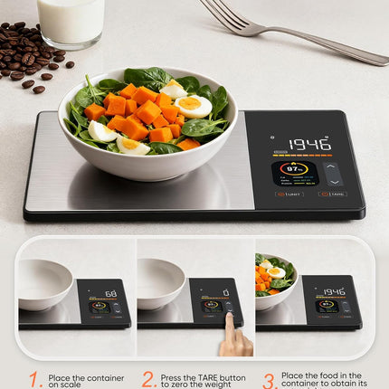 Smart Nutrition Scale | Digital Food Scale with TFT Display & App Integration | Track Calories, Fat, Carbs & Protein for Healthy Meal Prep