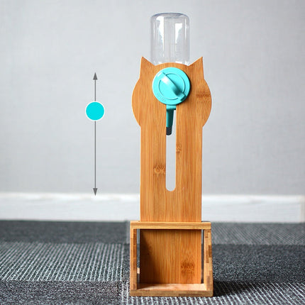 Cat Drinking Water Dispenser with Bamboo and Oak Holder | 300ml Capacity for Hydration and Health