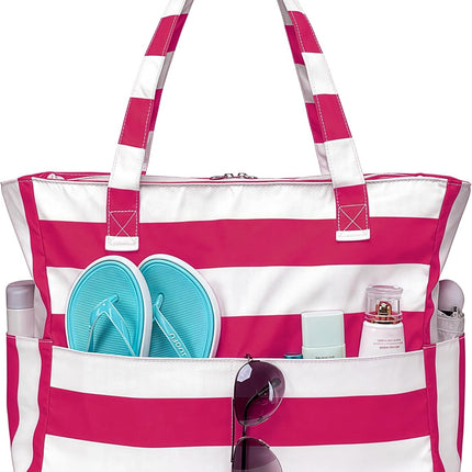 Vepine Waterproof Beach Tote Bag with Wet Compartment | Extra Large Carry-On for Weekend Travel