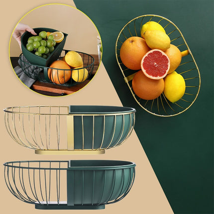 Wrought Iron Fruit Basket with Detachable Plate | Stylish Nordic Design for Organizing and Displaying Fruits and Vegetables