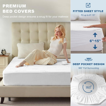 EcoGuard | Waterproof Mattress Protector with Bamboo Viscose Fabric | Soft, Breathable Cover for Ultimate Comfort