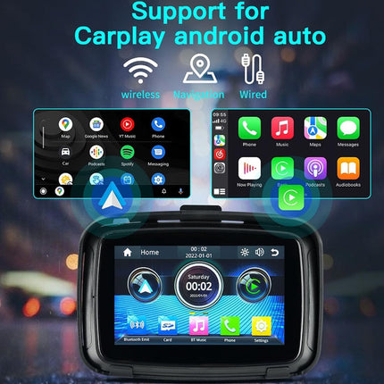 Portable CarPlay Screen for Motorcycle, Motorcycle CarPlay and Android Auto Display