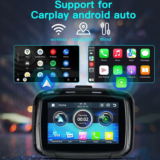 Portable CarPlay Screen for Motorcycle, Motorcycle CarPlay and Android Auto Display