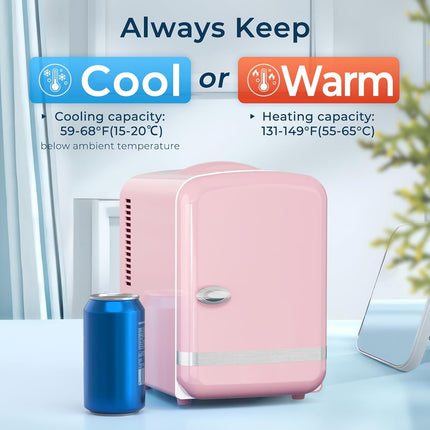 Portable Mini Fridge | 4L Portable Cooler & Warmer with Dual Functionality | Ideal for Madication, Skincare, Beverages & Snacks