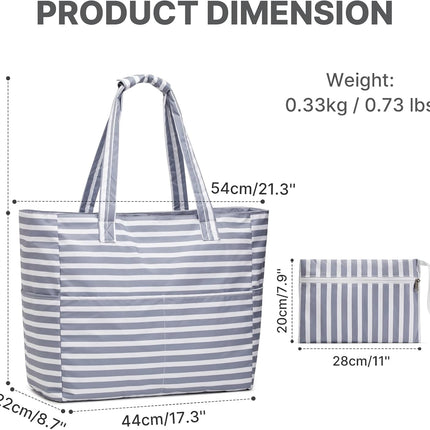 Ultimate Beach Tote Bag | Waterproof & Sandproof Large Bag with Zipper | Foldable Design for Easy Travel and Storage