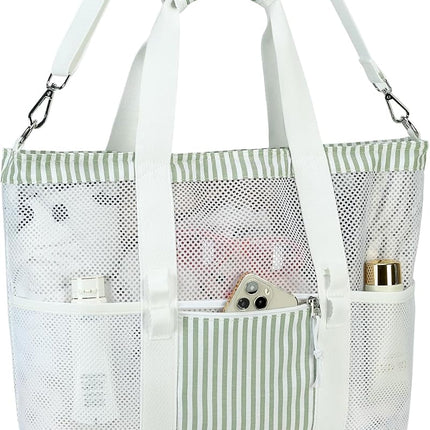 Vepine | Mesh Beach Tote Bag with Insulated Cooler Compartment | Versatile Picnic Bag for Summer Outings