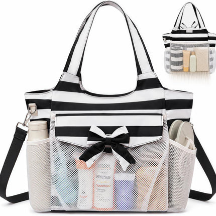 Coastal Collection | Large Waterproof Beach Tote Bag with Zipper & Wet Pocket | Versatile for Travel, Gym, and Grocery