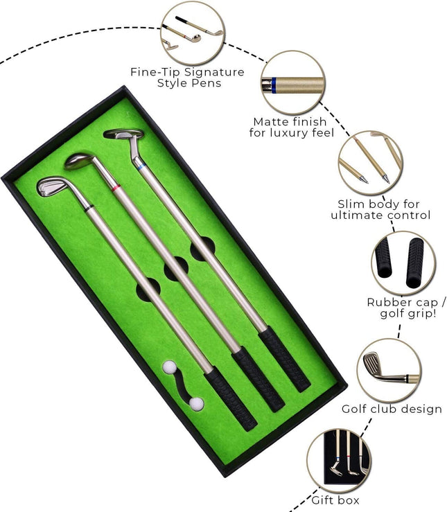 Mini Golf Set with 3 Golf Pens, Desktop Golf Gifts for Golfers