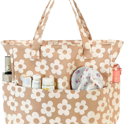 Vepine Waterproof Beach Tote Bag with Wet Compartment | Extra Large Carry-On for Weekend Travel